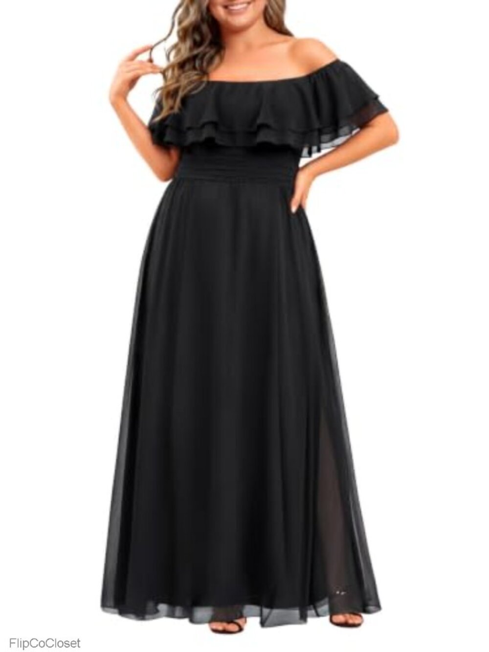Plus Size Chiffon Formal Bridesmaid Wedding Guest Maxi Dress